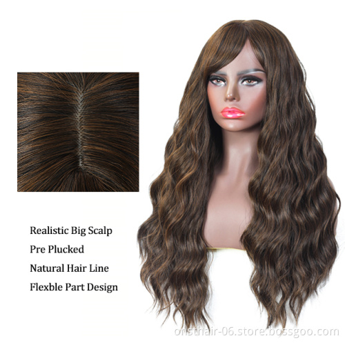 Onst Wholesale Long Body Wave Synthetic Wigs Pineapple Weaves Wig Hairline Heat Resistant Fiber Women Hair Natural Short 130%